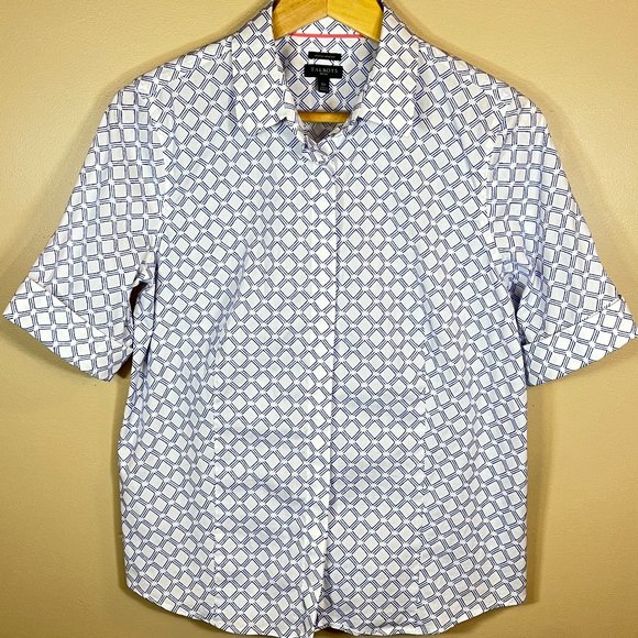 #73 Talbots Women's Non-Iron Button-Up Shirt, Size 12P, White with Blue - Picture 1 of 4